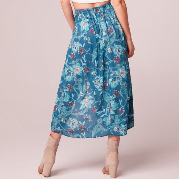 NWT Band of the Free Celene Floral Layered Midi Skirt Sz. M [8-10] Deep Teal - Picture 5 of 9